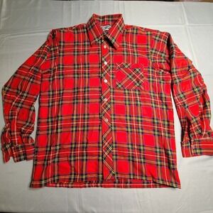 Henry K Wool Button Up Mens Checkered Plaid Lumberjack Pocket Great Britain Euro